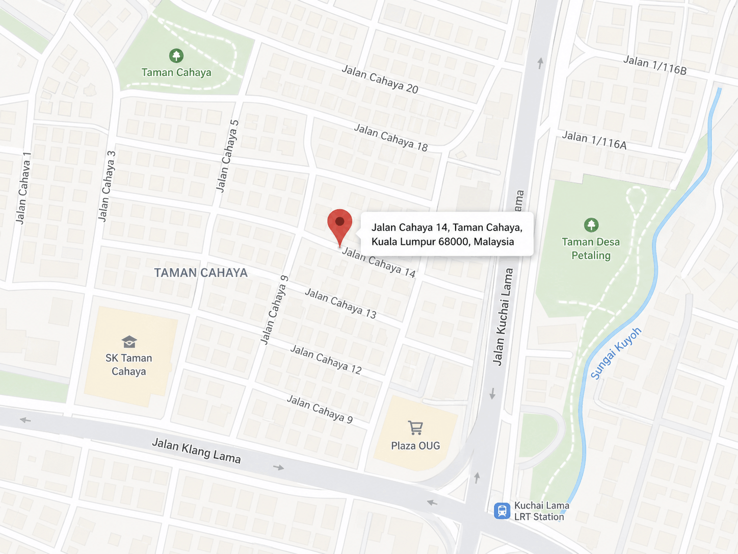 Map marker for Nowarena at Jalan Cahaya 14, Taman Cahaya, Kuala Lumpur 68000, Malaysia